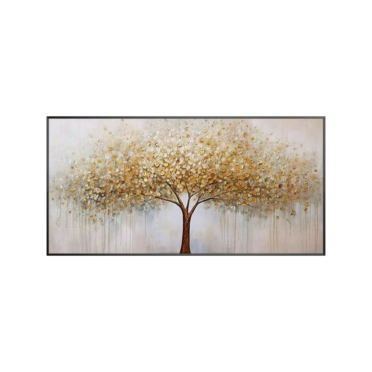 Large textured gold nature artwork creating an elegant home atmosphere