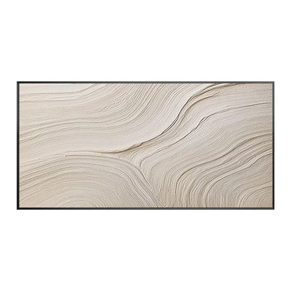 Framed textured abstract painting creating a peaceful living space