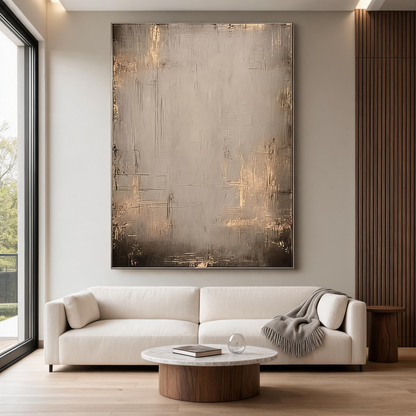 Minimalist brown gold wall art for contemporary living room decoration
