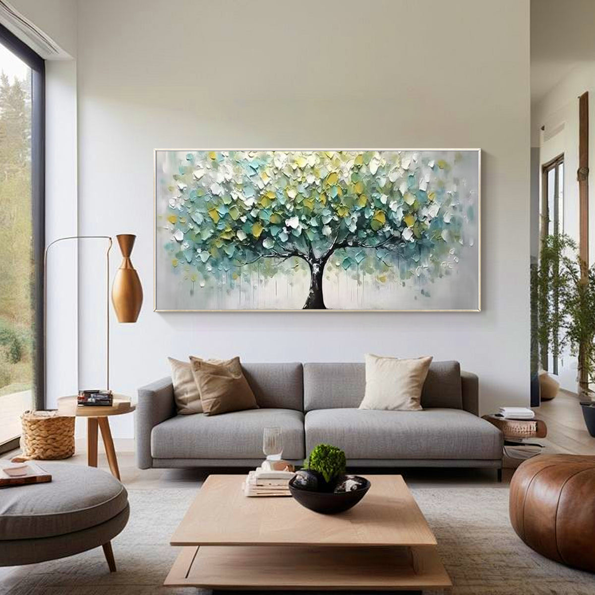 Modern textured nature wall art featuring Tree of Life design