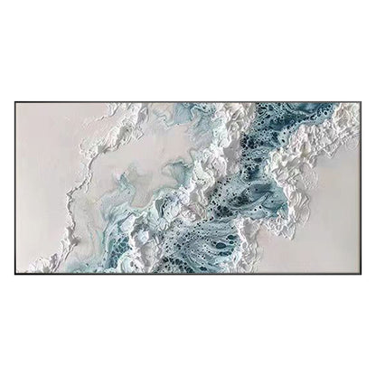 Abstract ocean wave texture artwork in white blue and gray tones