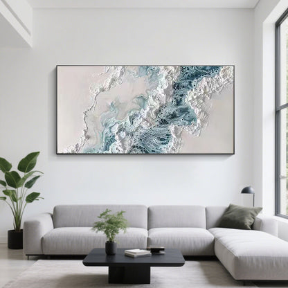 Elegant blue abstract painting wall decor for luxury home decoration