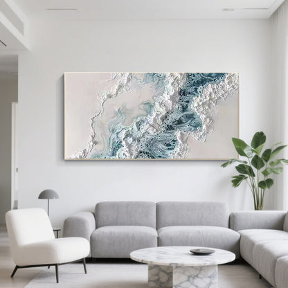 Modern abstract blue and white canvas wall art for living room decoration