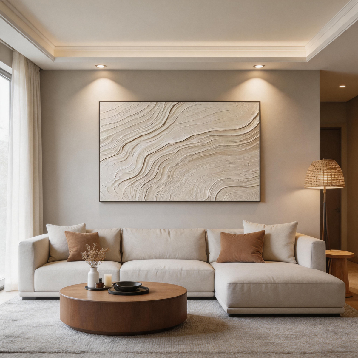 Minimalist beige canvas artwork for neutral home interiors