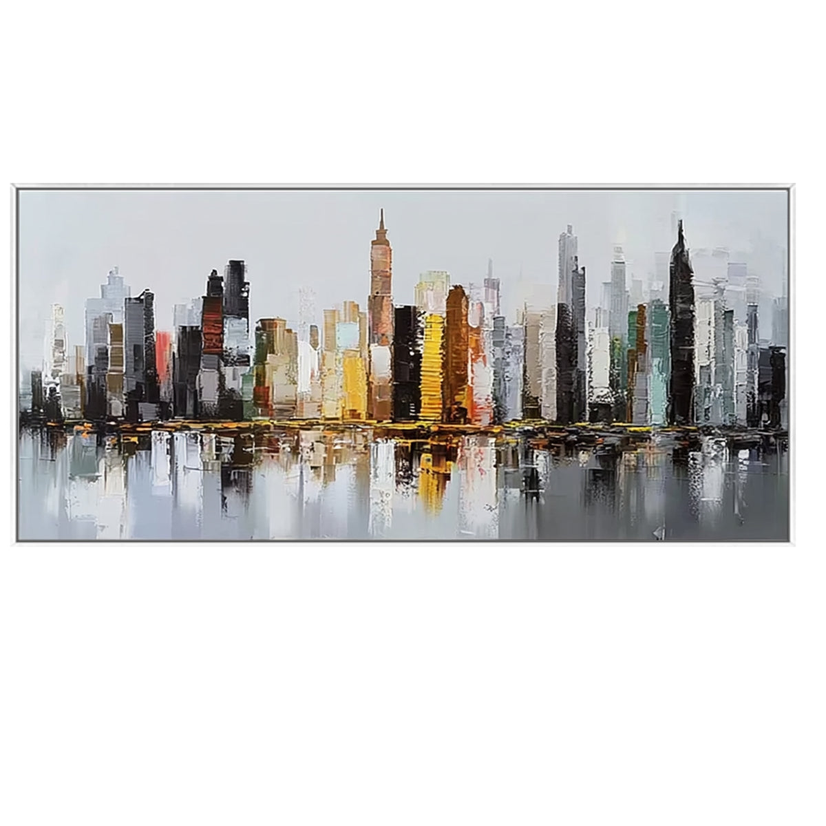 Textured city canvas art inspired by Manhattan skyline