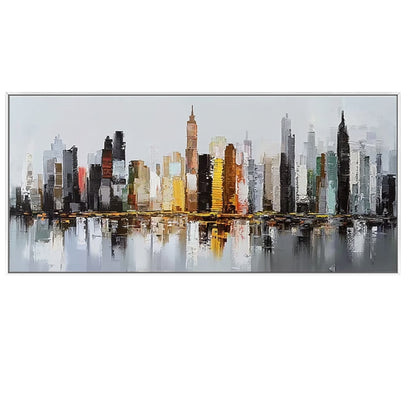 Textured city canvas art inspired by Manhattan skyline