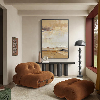 Large Wabi Sabi wall art in beige and warm neutral colors