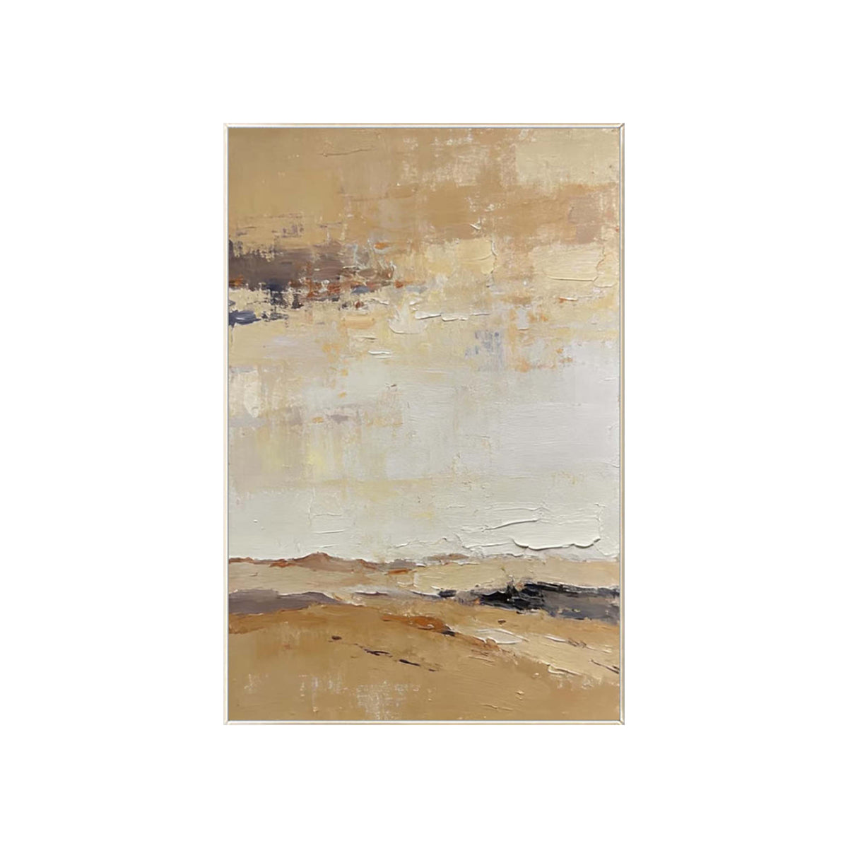 Original textured canvas artwork in beige earth tones