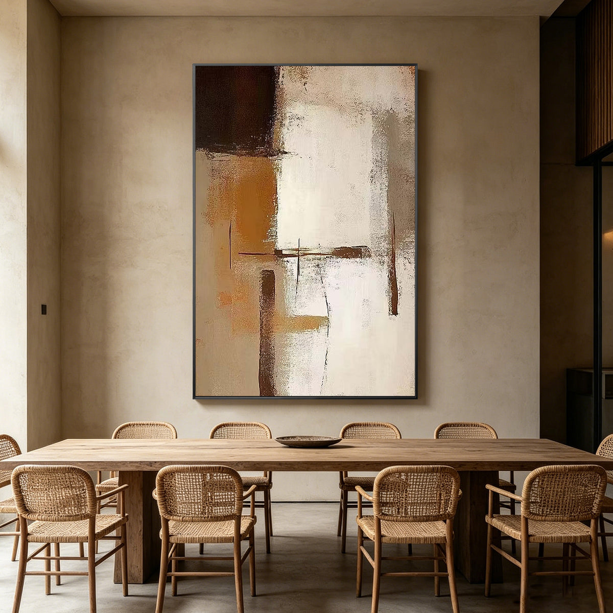 Neutral beige minimalist wall art for modern interiors