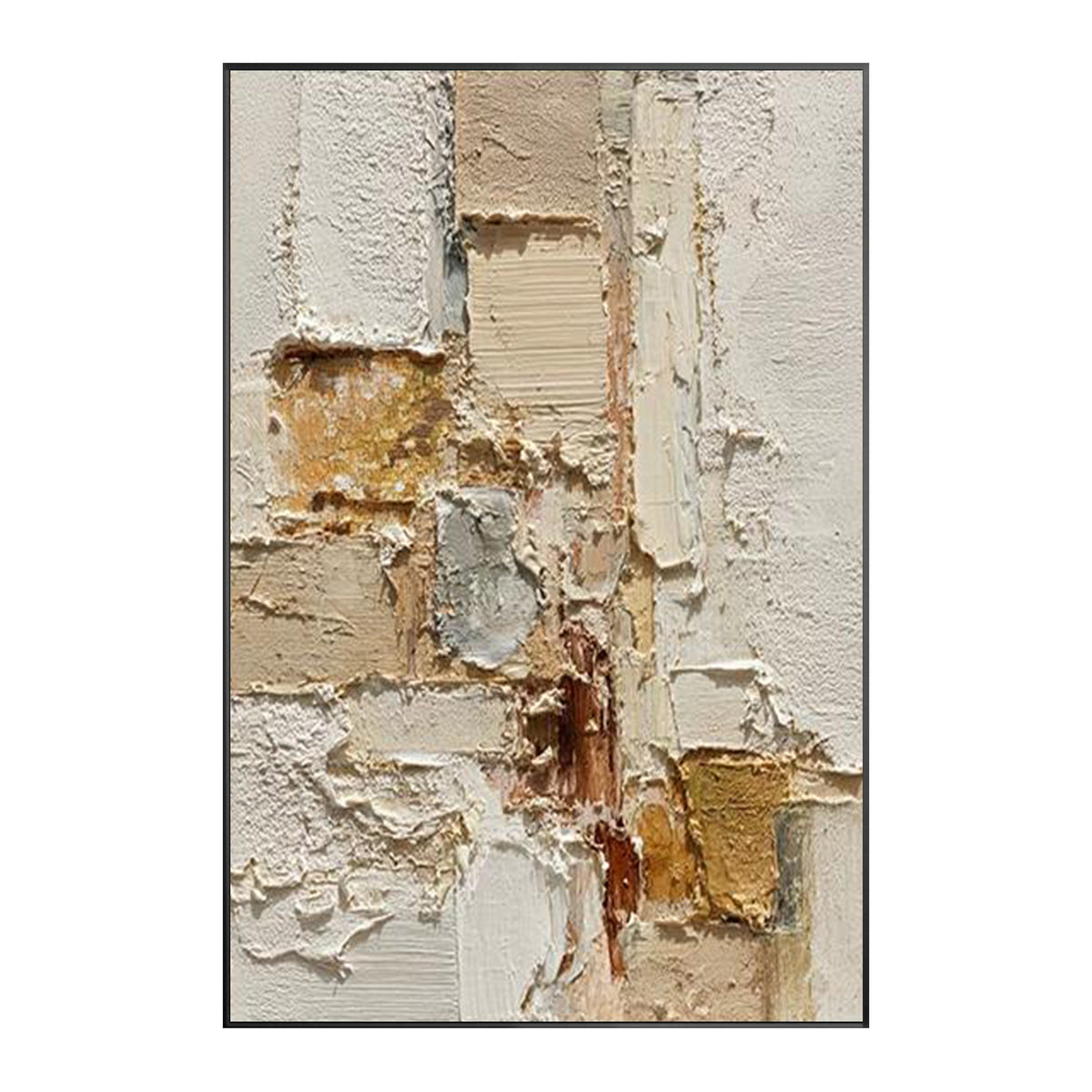 Textured beige abstract wall art with layered neutral oil painting texture