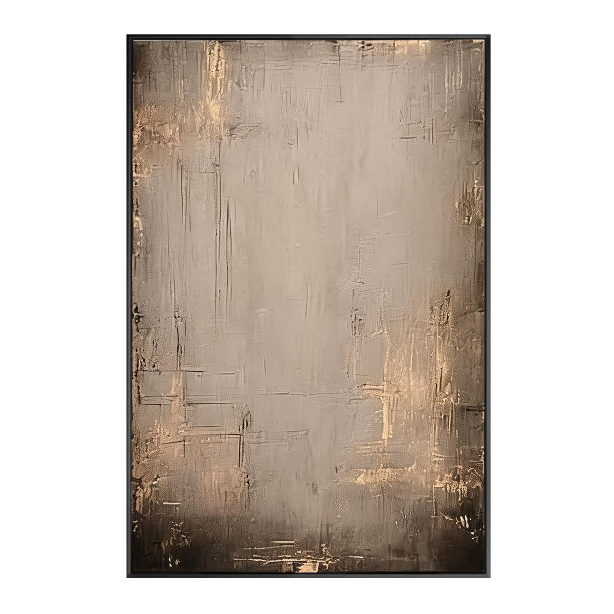 Rustic brown and gold abstract canvas wall art for modern home decor