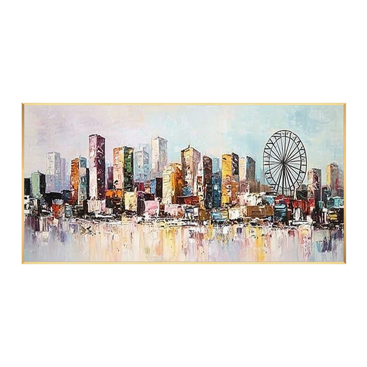 Colorful modern buildings painting ready to hang canvas