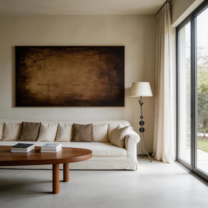 Brown abstract artwork for minimalist bedroom decoration