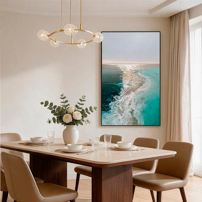 Modern teal ocean wall art for bedroom or living room