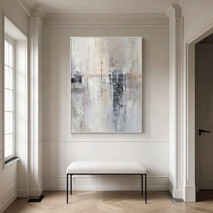 Extra large neutral abstract painting with organic textured surface