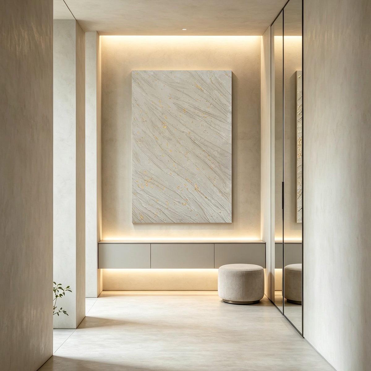 Contemporary gold leaf artwork for minimalist interior design