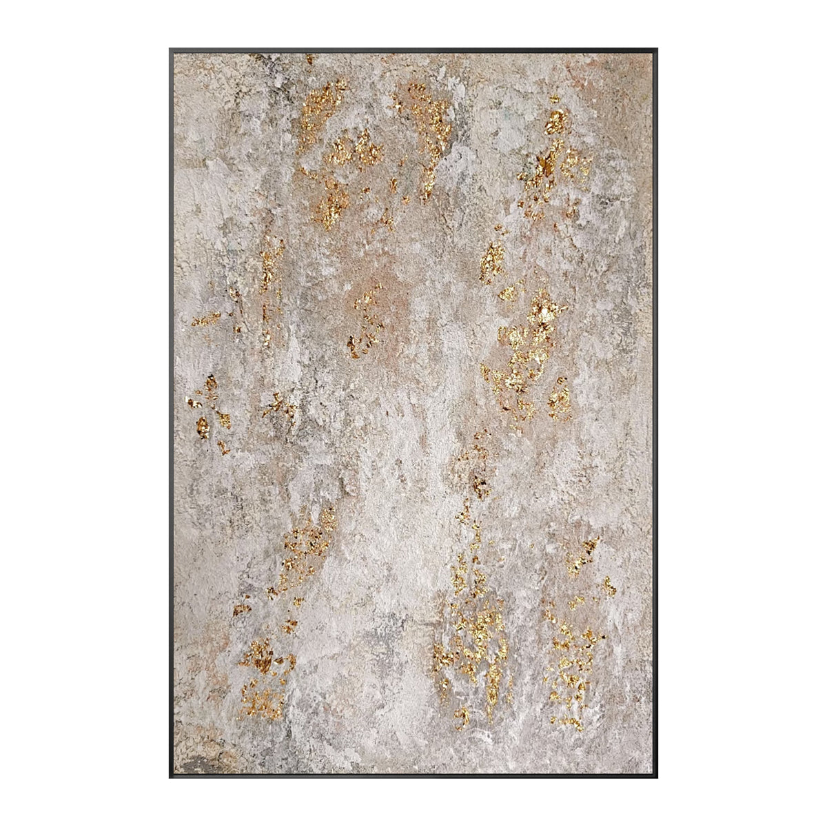 Japandi-inspired neutral wall art with warm beige tones and gold texture