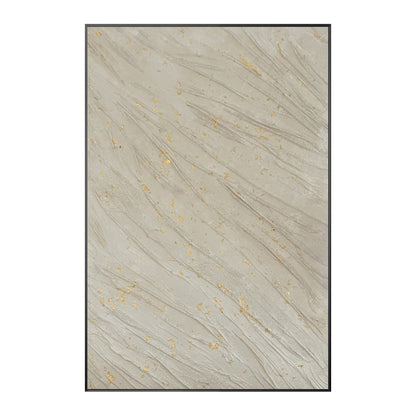 Modern abstract canvas painting with beige texture and gold accents