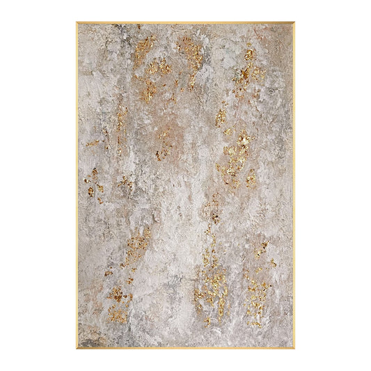 Gold beige abstract wall art with textured neutral layers and metallic gold accents.