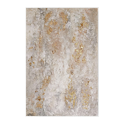 Elegant textured abstract canvas artwork in soft beige, cream, taupe, and gold