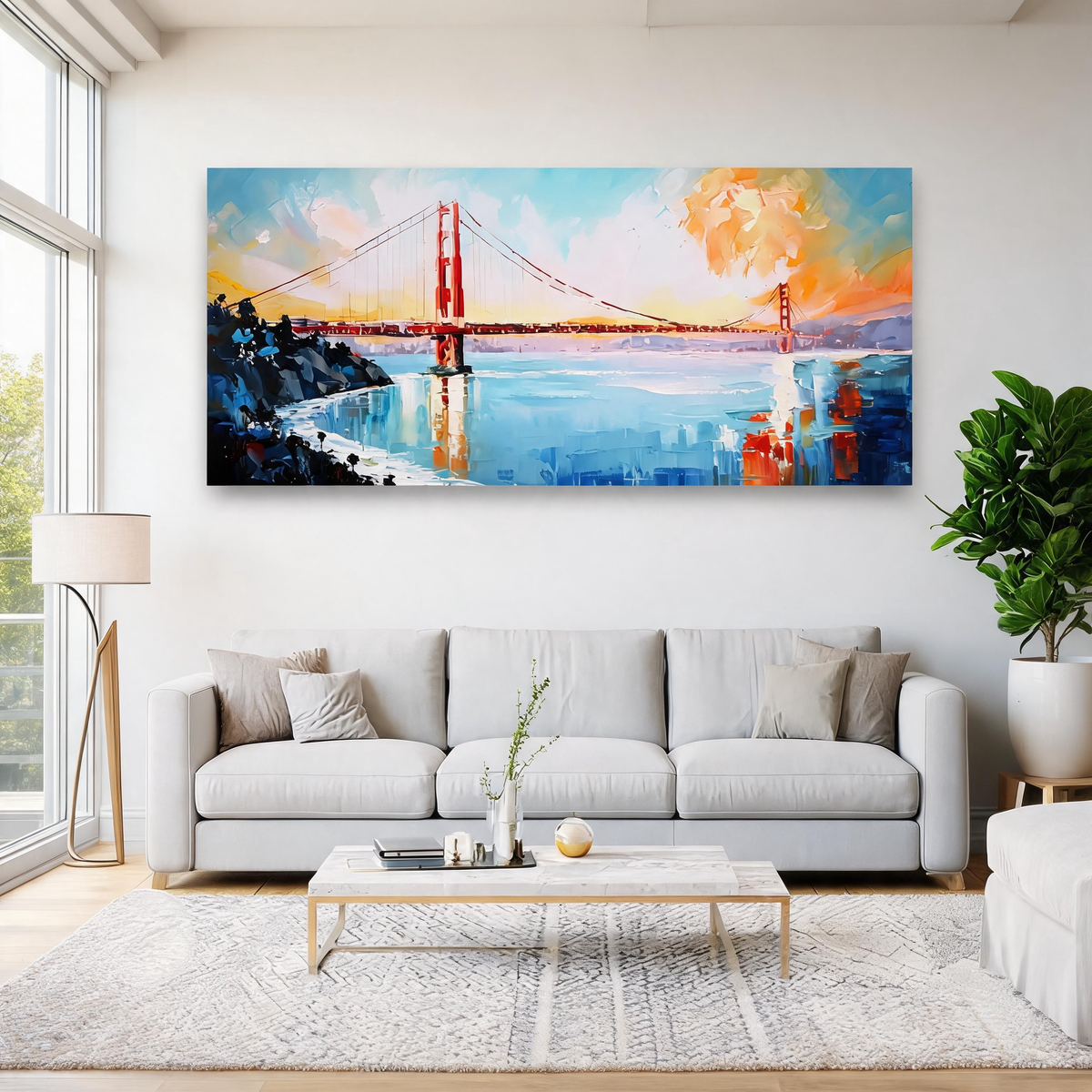 California cityscape canvas artwork for living room wall