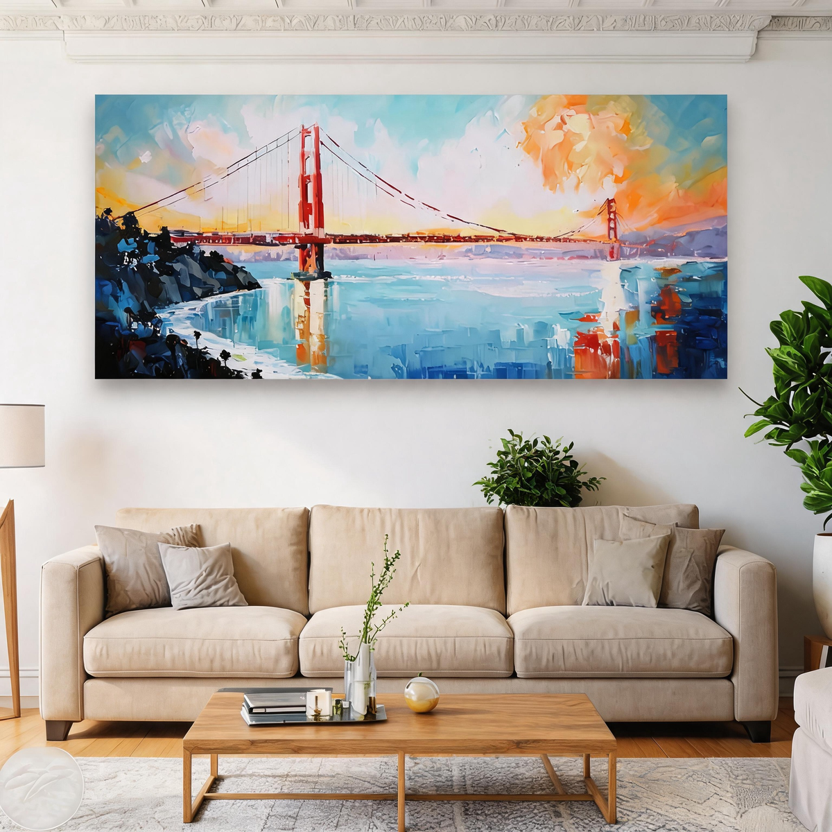 vUrban San Francisco skyline wall art with blue tones
