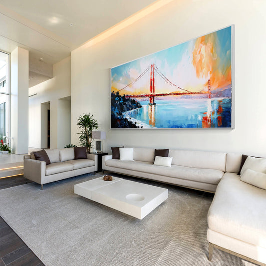 San Francisco wall art with modern blue city landscape design