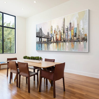 Colorful San Francisco skyline canvas painting with urban architecture