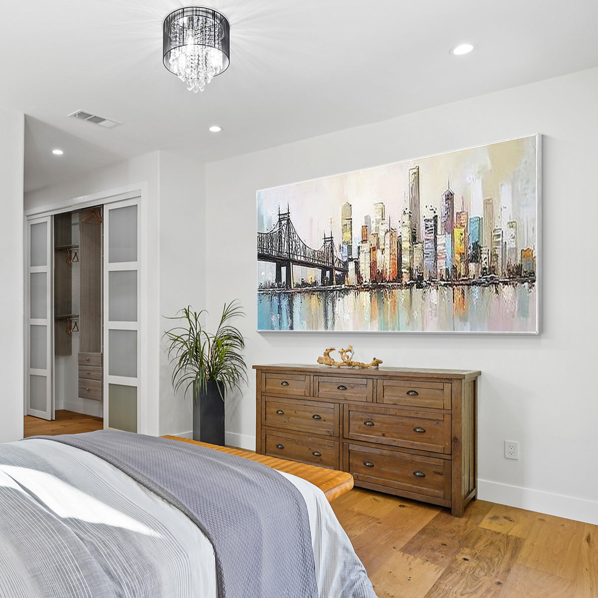 California cityscape wall art featuring Golden Gate Bridge at sunset