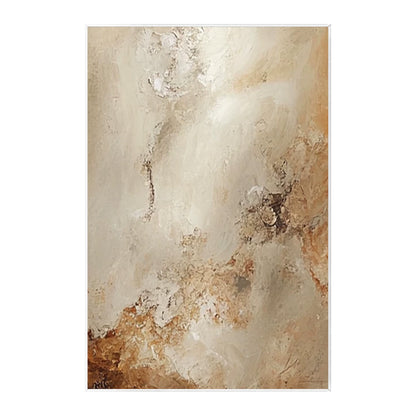 Neutral abstract canvas painting creating a calm relaxing living room atmosphere