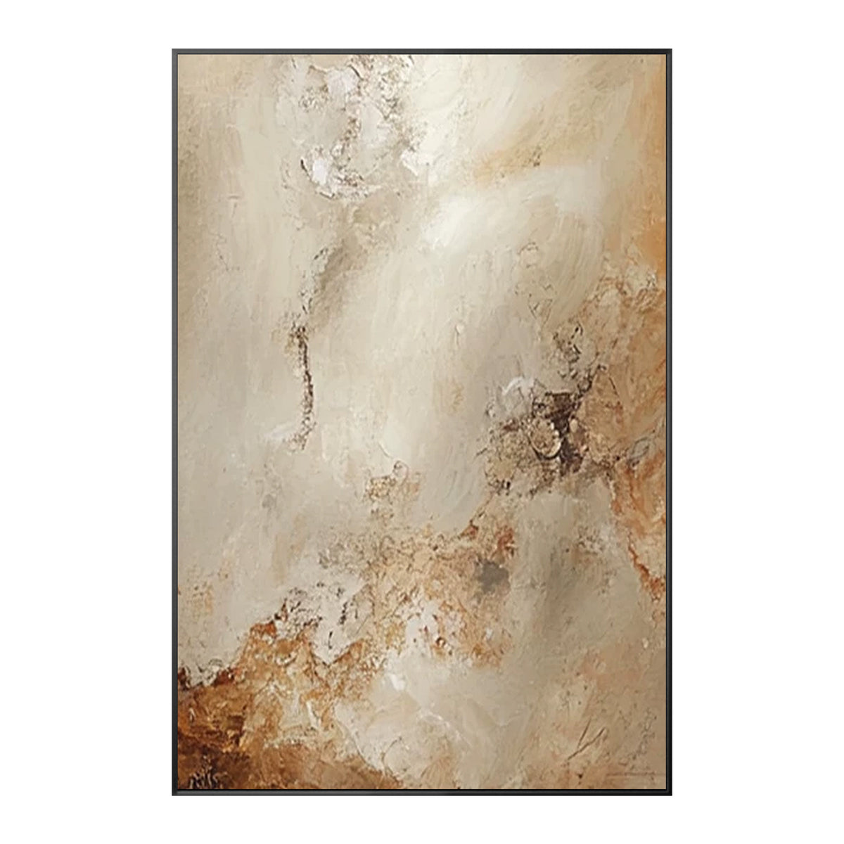 Large beige textured abstract wall art with ivory tones for modern living room deco