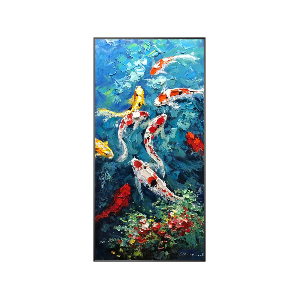 Japanese inspired koi fish wall art for home interiors