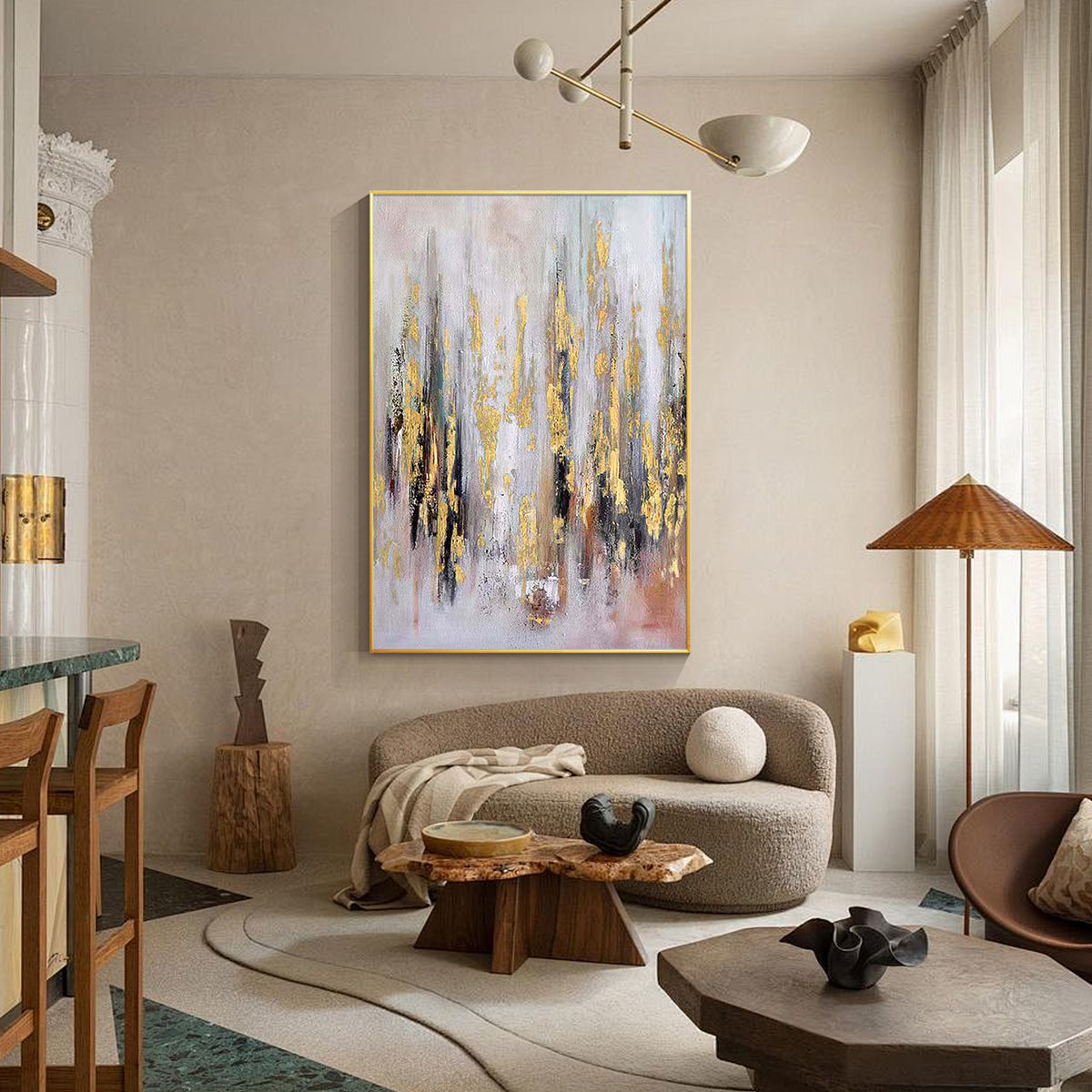 black gold rust abstract impasto painting on canvas