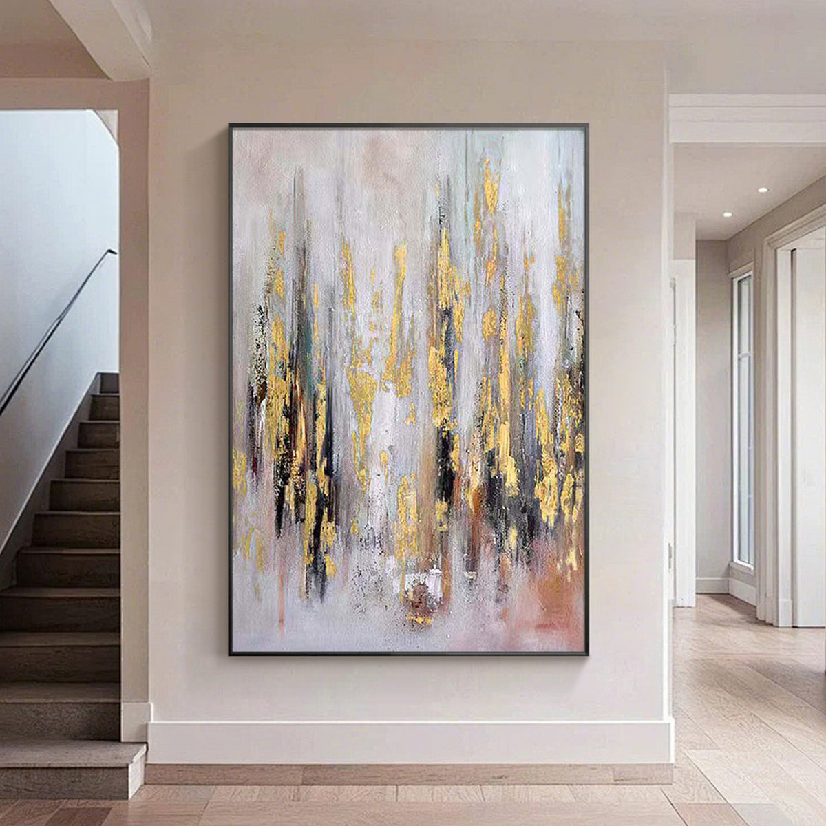rust and gold impasto abstract canvas wall decor