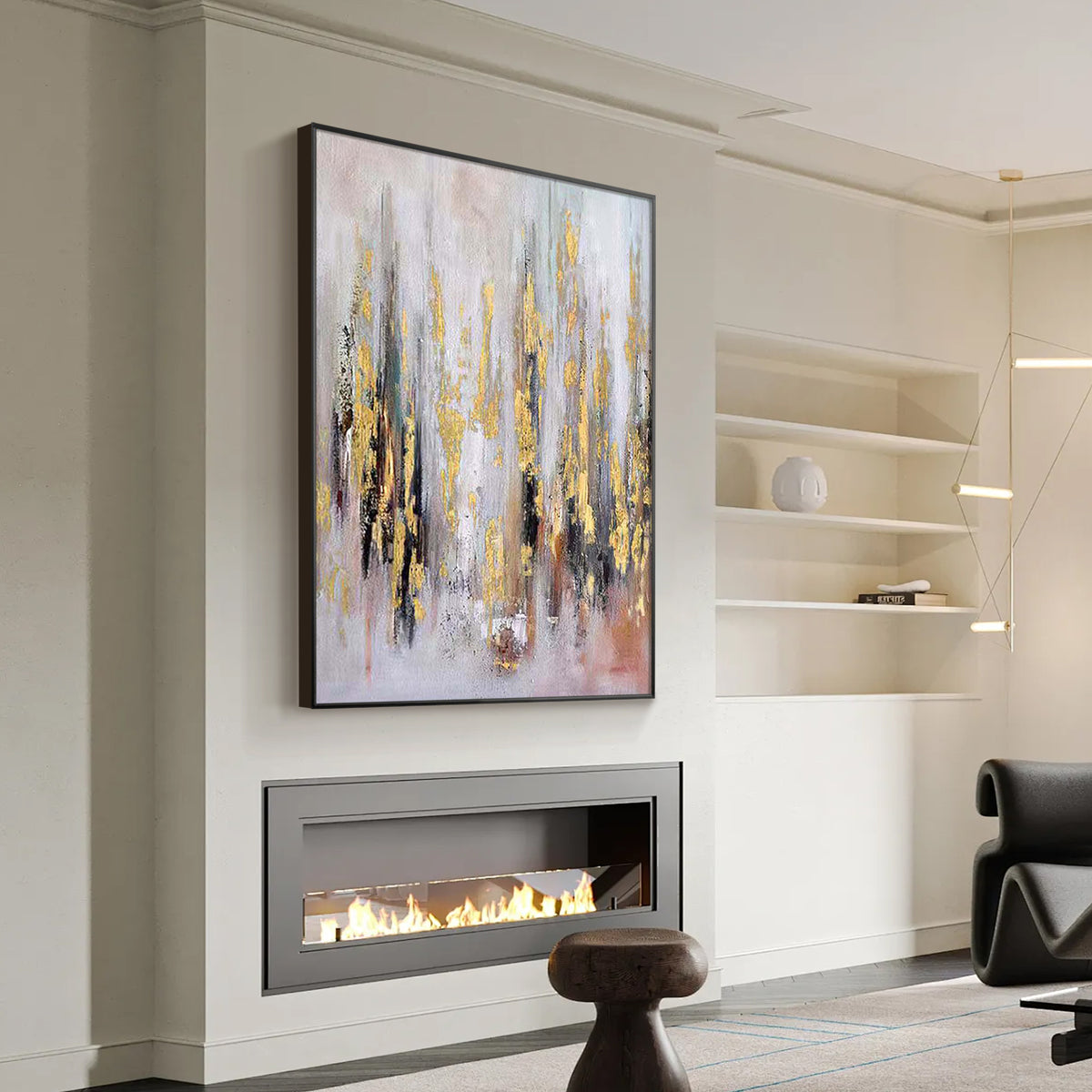 large textured wall art for spacious living room decor
