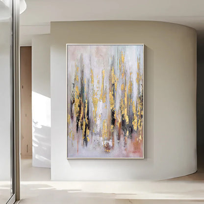 large textured abstract painting for living room in black and gold