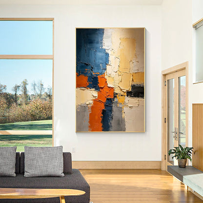 Large modern abstract canvas with neutral colors