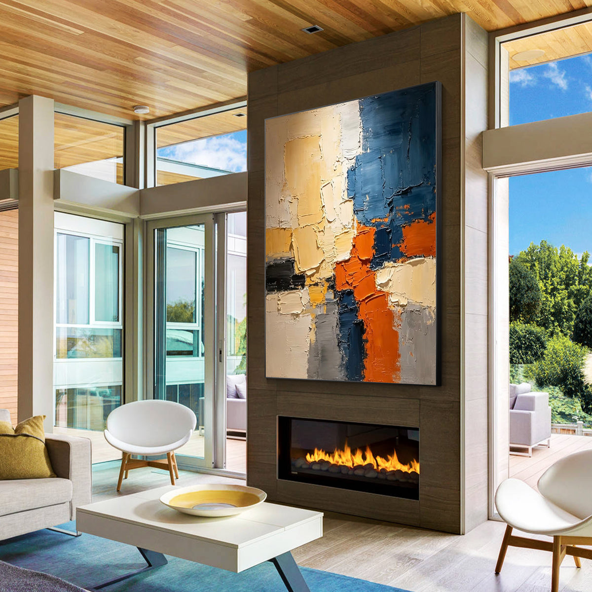 Contemporary abstract wall art with layered texture design