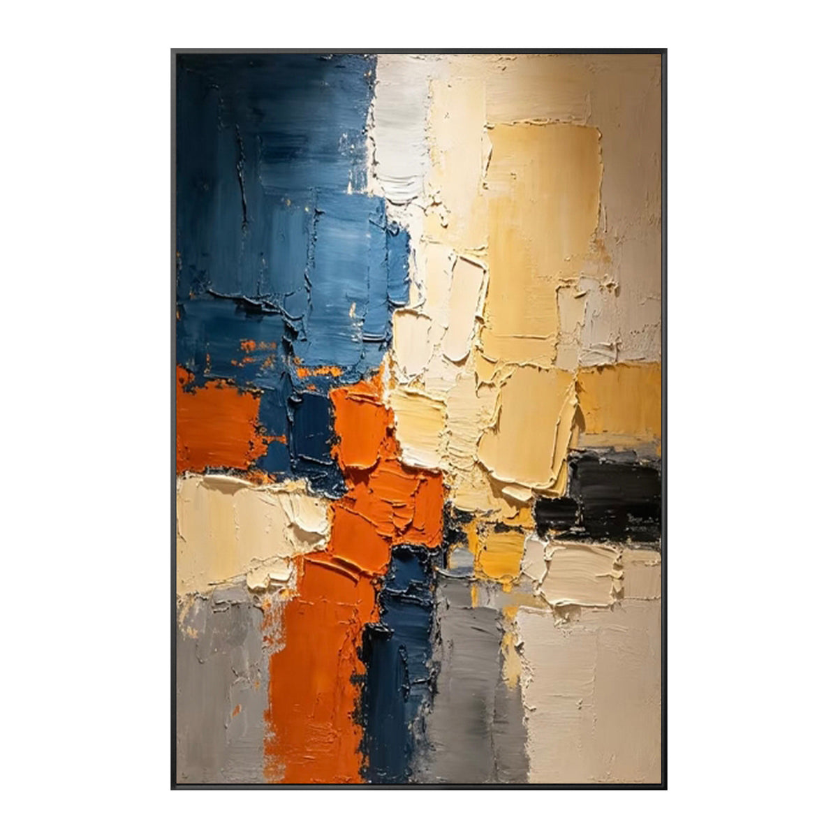 Modern abstract canvas wall art with blue beige gray texture