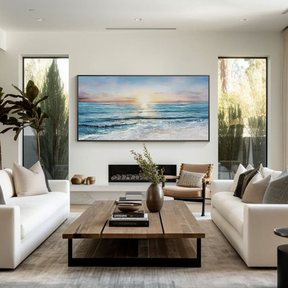 Contemporary coastal wall art canvas for home decoration