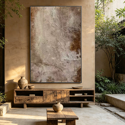 Cream beige brown Wabi Sabi artwork for modern living room decor