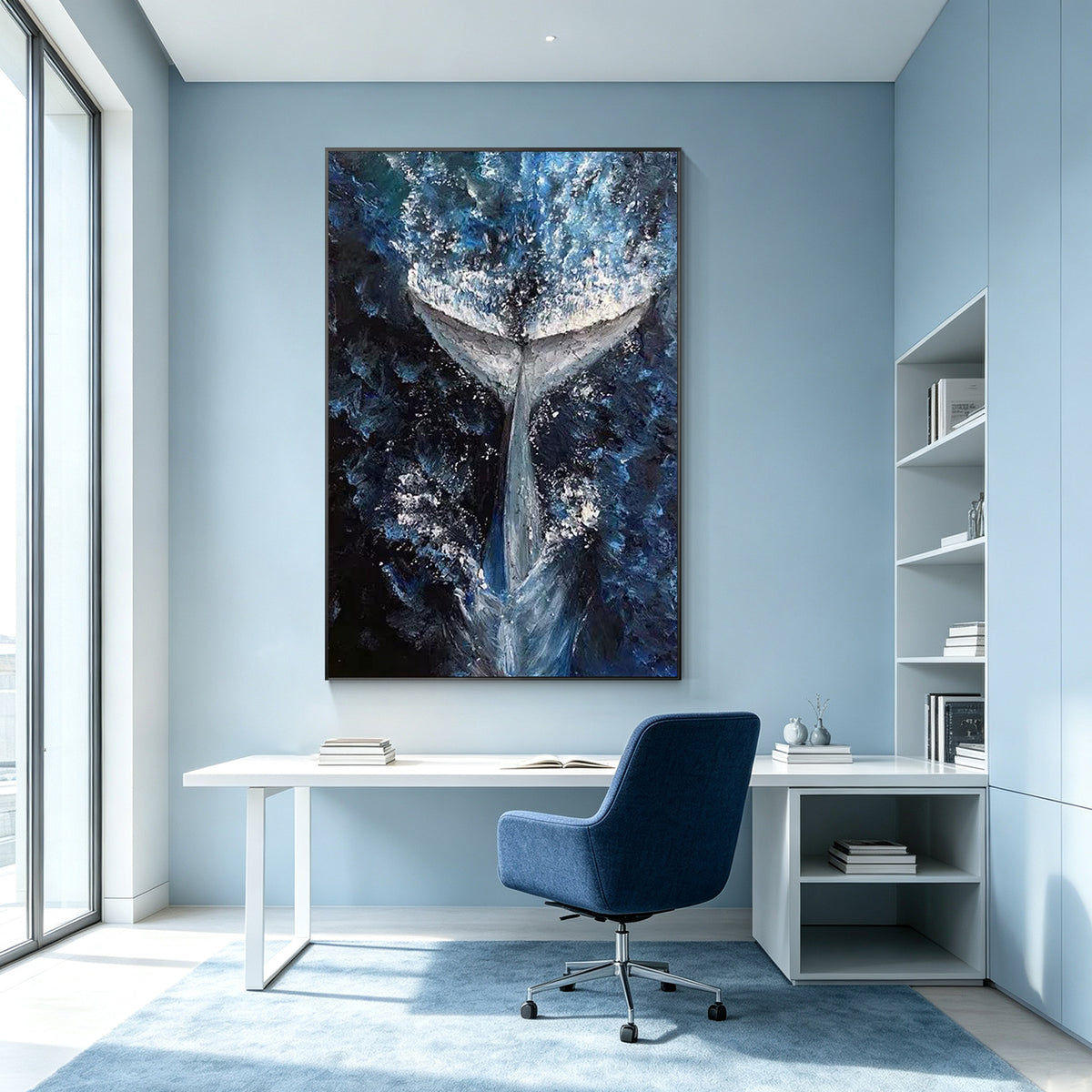 Underwater canvas artwork featuring whale marine life