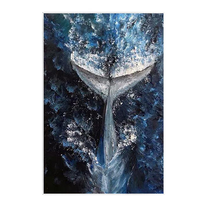Whale canvas painting ready to hang with framed artwork