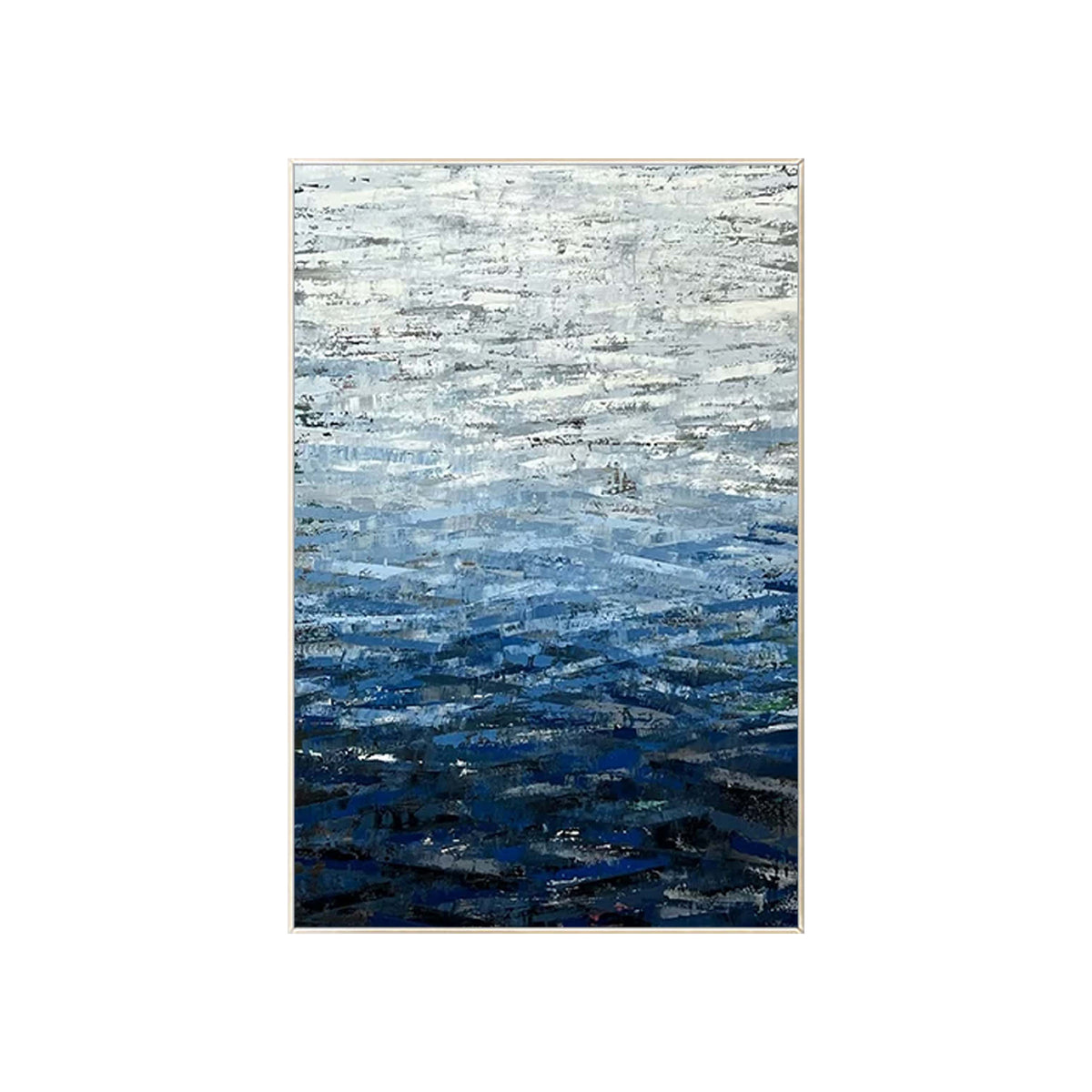 Large textured blue abstract artwork for contemporary interiors