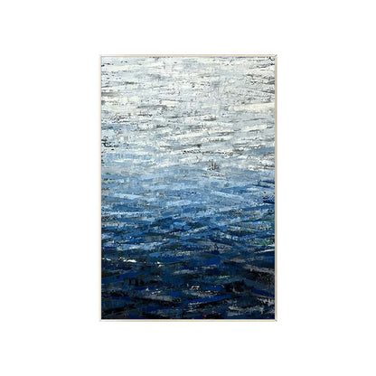 Large textured blue abstract artwork for contemporary interiors