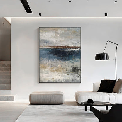 Large textured navy blue painting for modern home decor