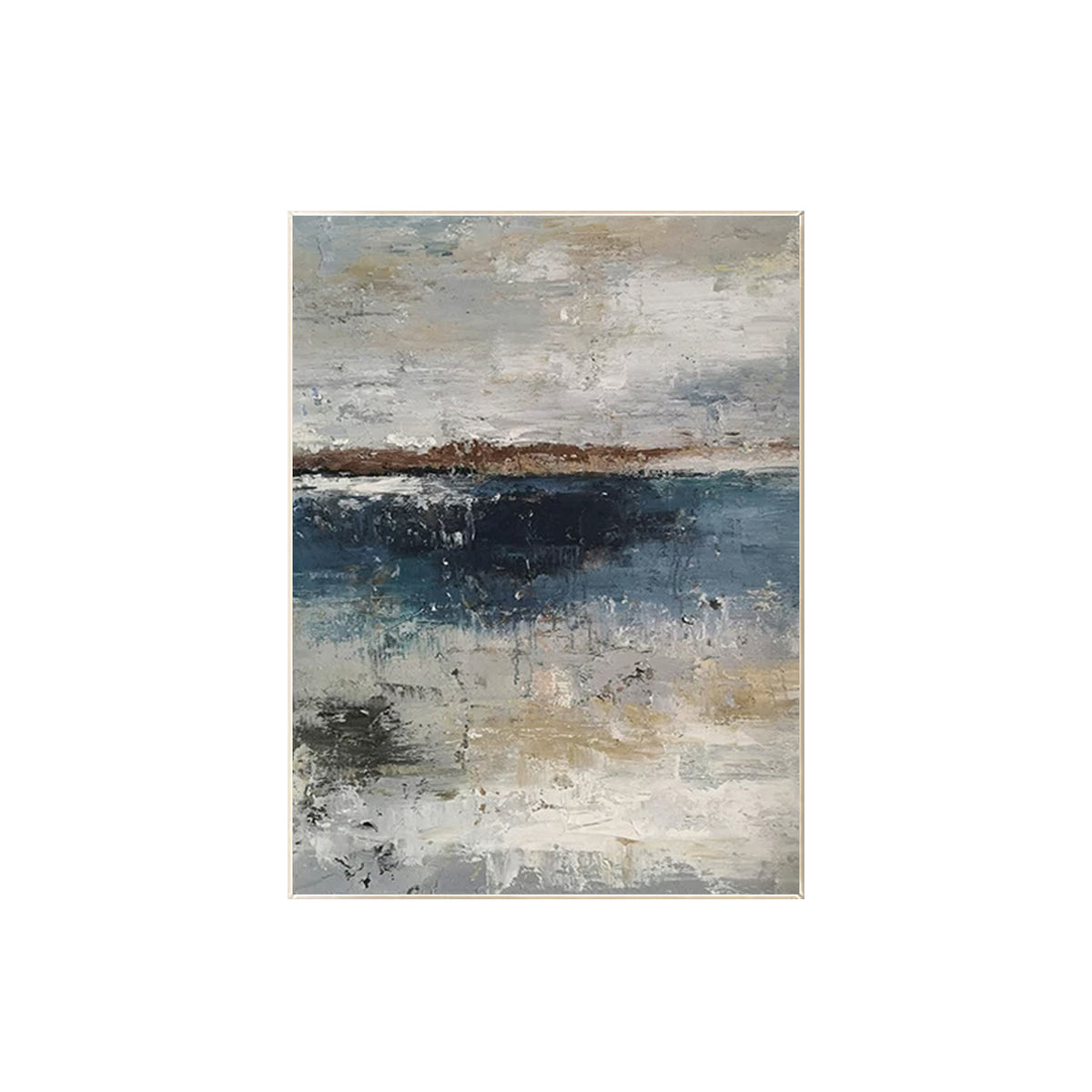 Blue gray abstract canvas art for coastal home interiors