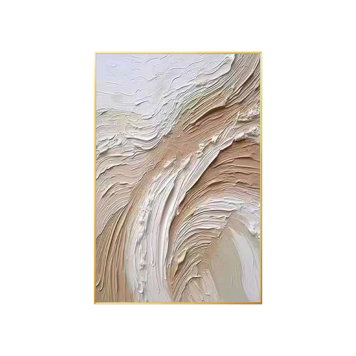 Original 3D beige and white textured abstract wall art