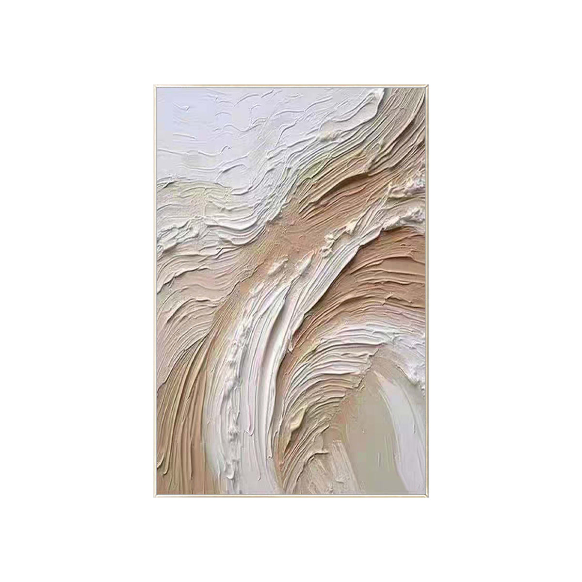 Beige and white abstract canvas artwork for modern bedroom decor