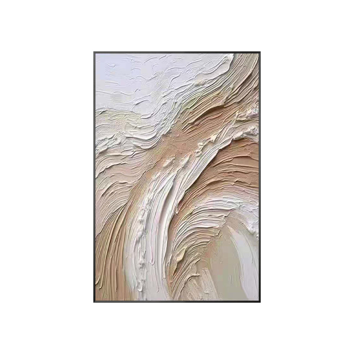 Contemporary 3D textured wall painting with minimalist neutral design